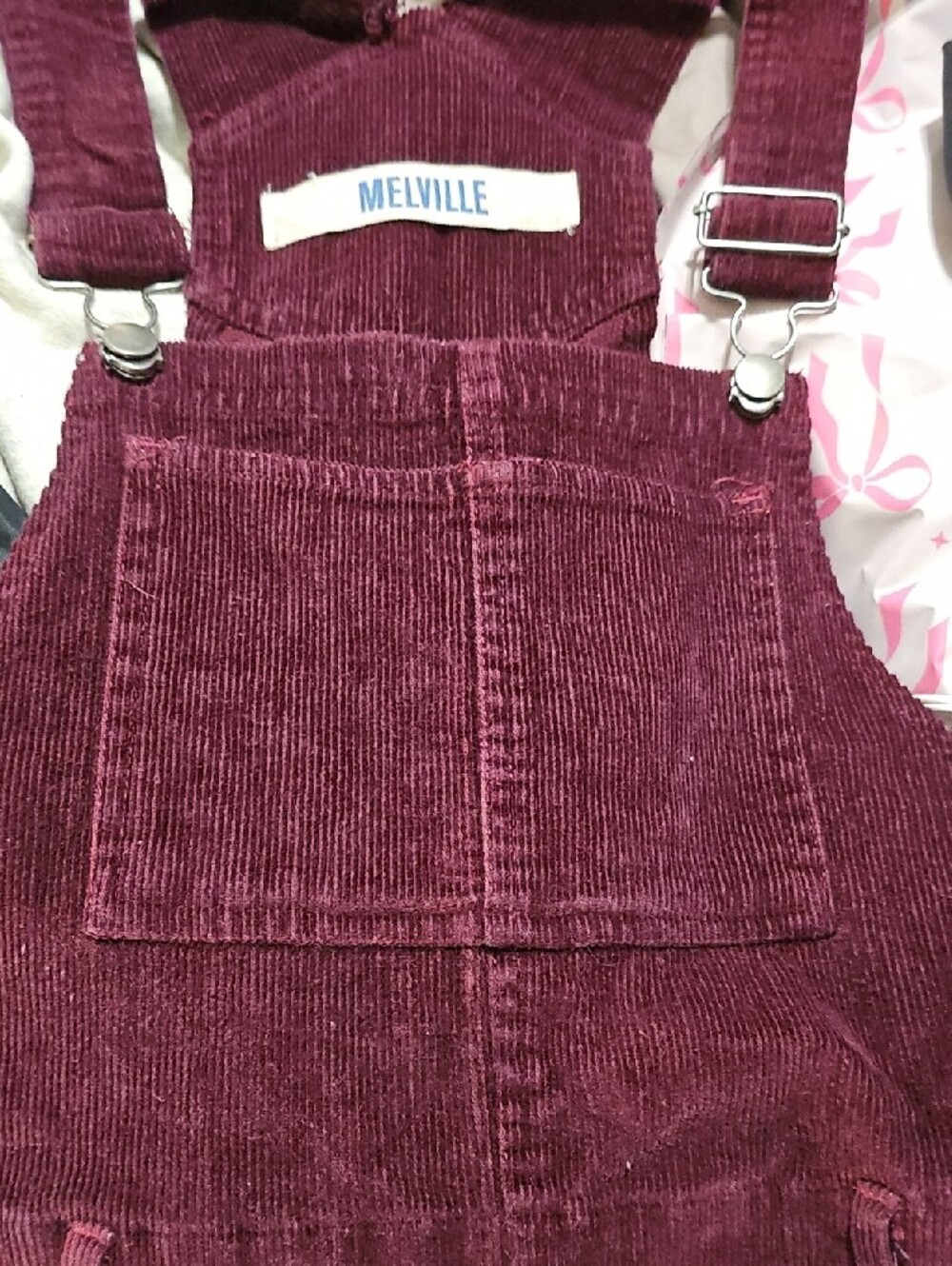 Brandy Melville Burgundy Corduroy Overall Romper - Picture 5 of 5